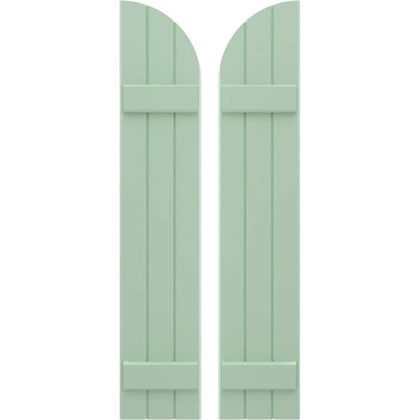Ekena Millwork Americraft 3-Board (2 Batten) Wood Joined Board-n-Batten Shutters w/ Arch Top, ARW101BQ311X77SGH, PR ARW101BQ311X77SGH - main